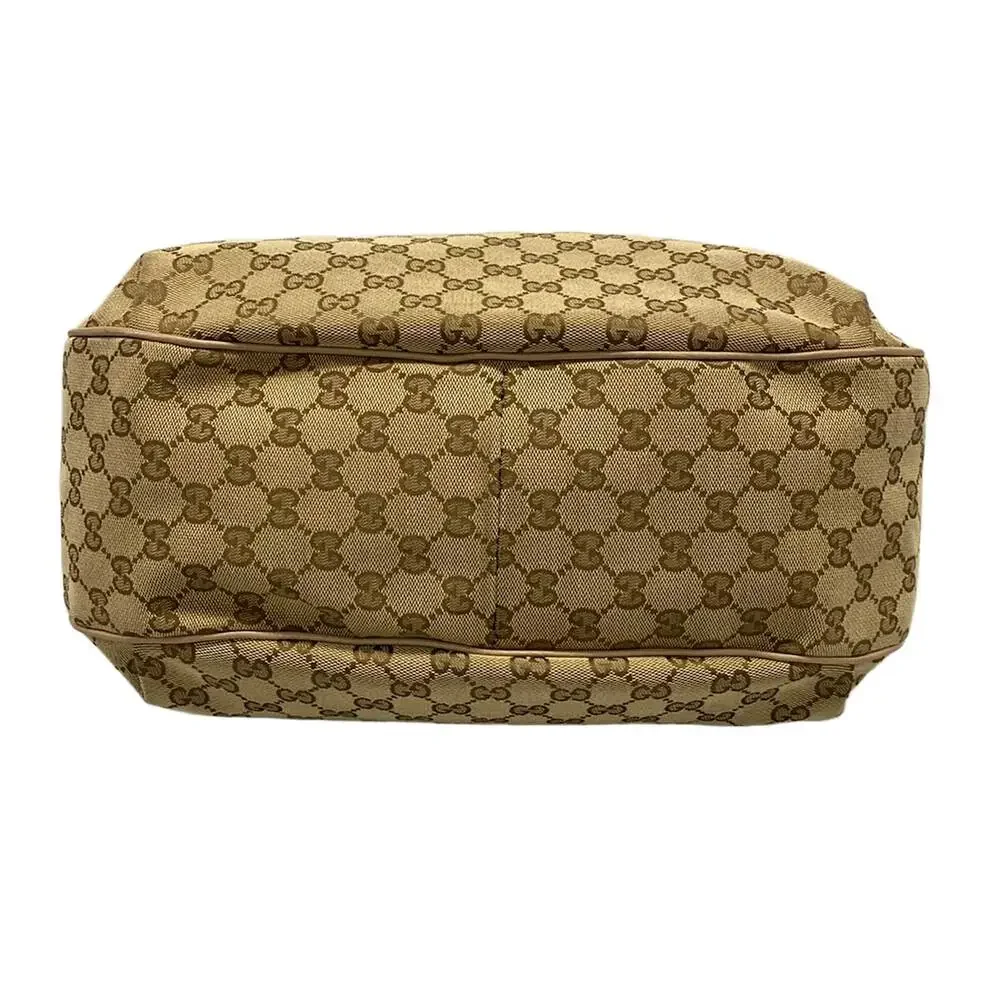 Gucci GG Shoulder Bag 296851 Beige Dark Brown Jacquard Leather